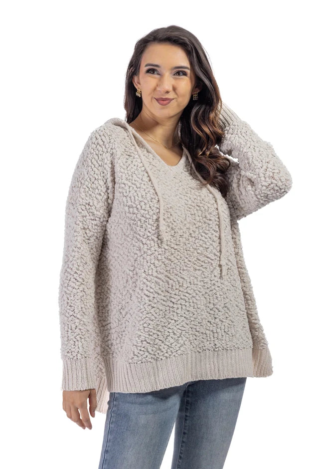 Women's V-Neck Hooded Sweater
