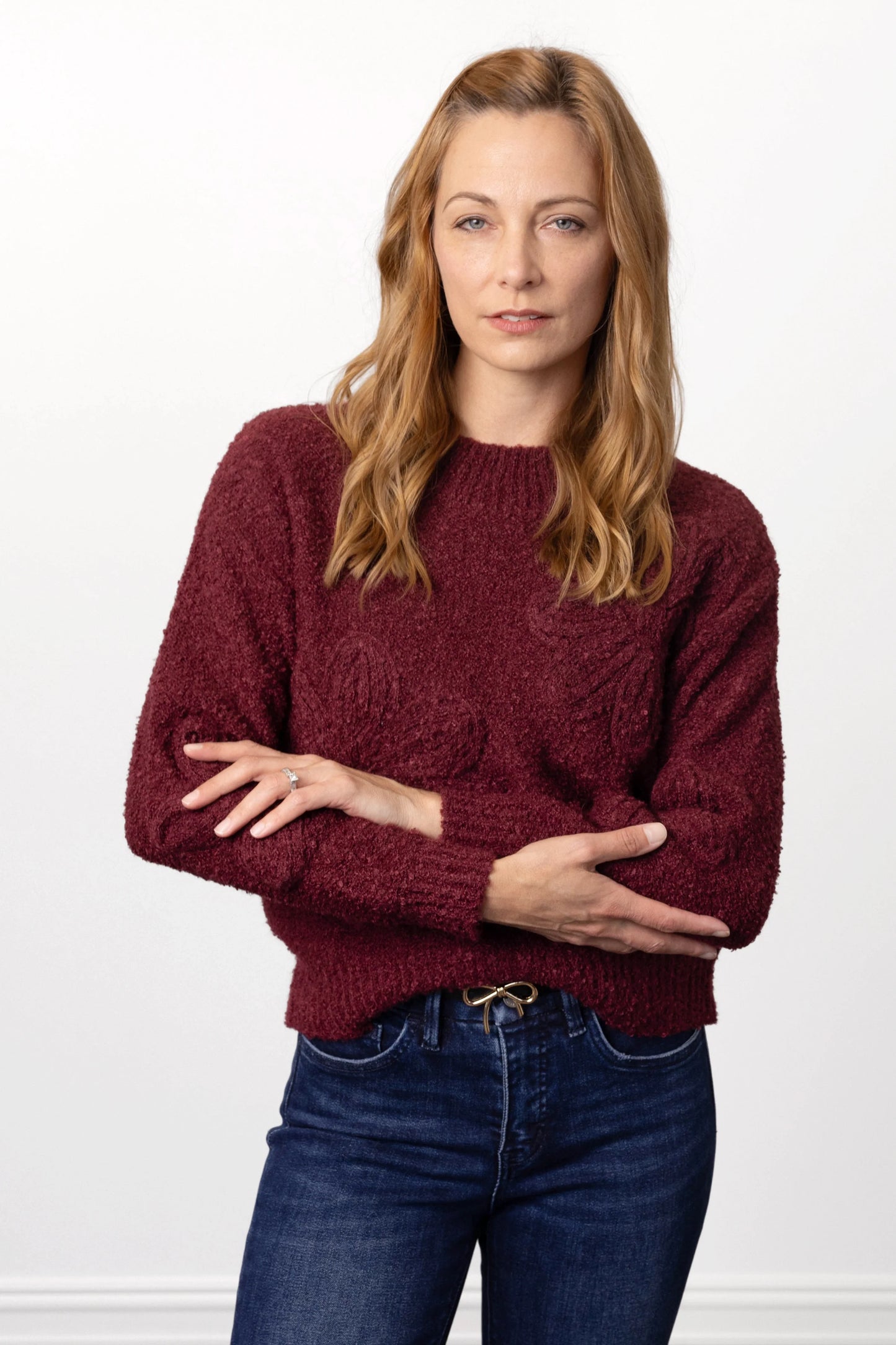 ALB Custom Women's Ribbed Neck Floral Sweater