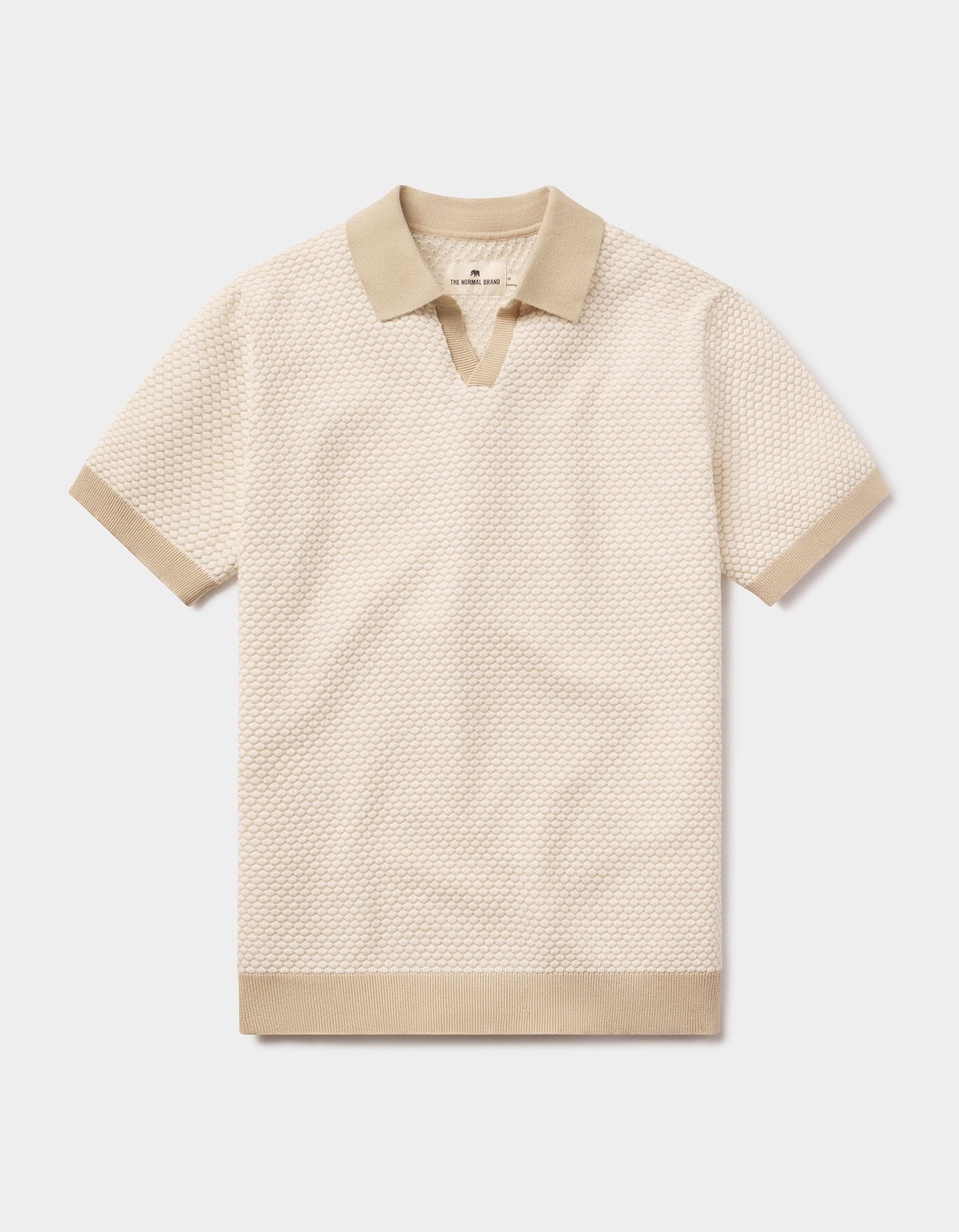 Robles Knit Jacquard Polo in Ivory/Khaki