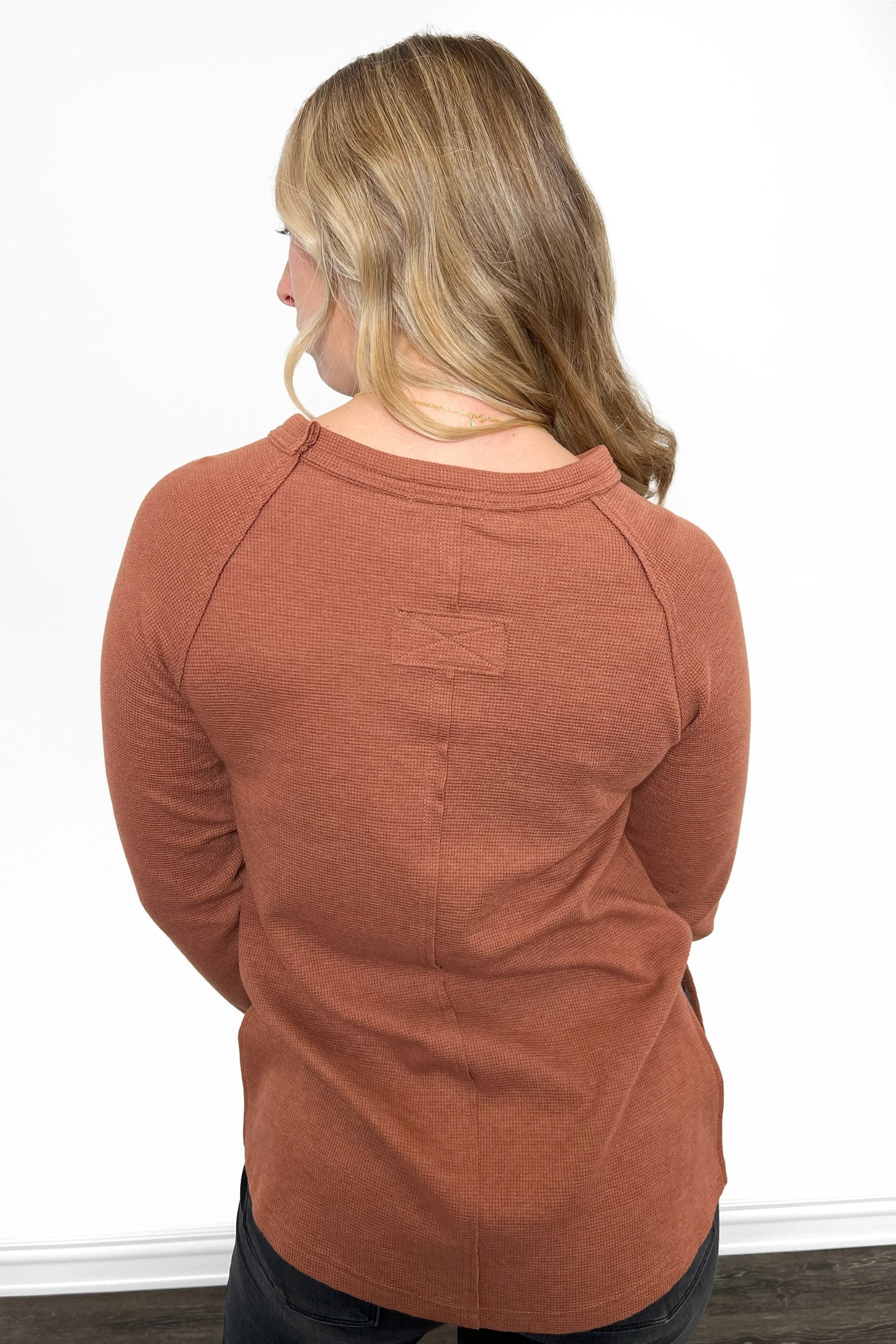ALB Custom Women's Waffle Knit Hi-Lo Long Sleeve Top