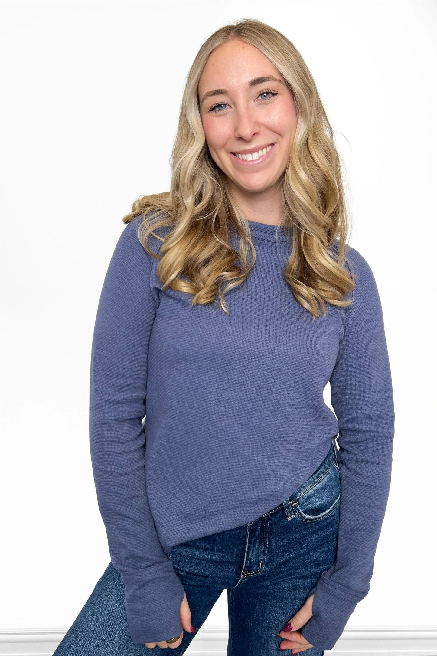 ALB Custom Women's Waffle Knit Hi-Lo Long Sleeve Top