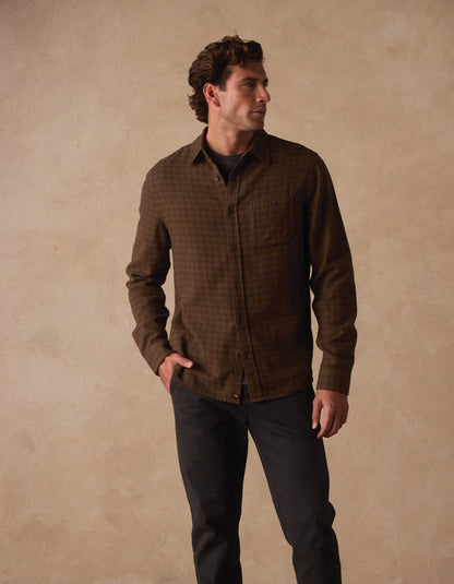 Hudson Double Brushed Flannel in Olive Plaid