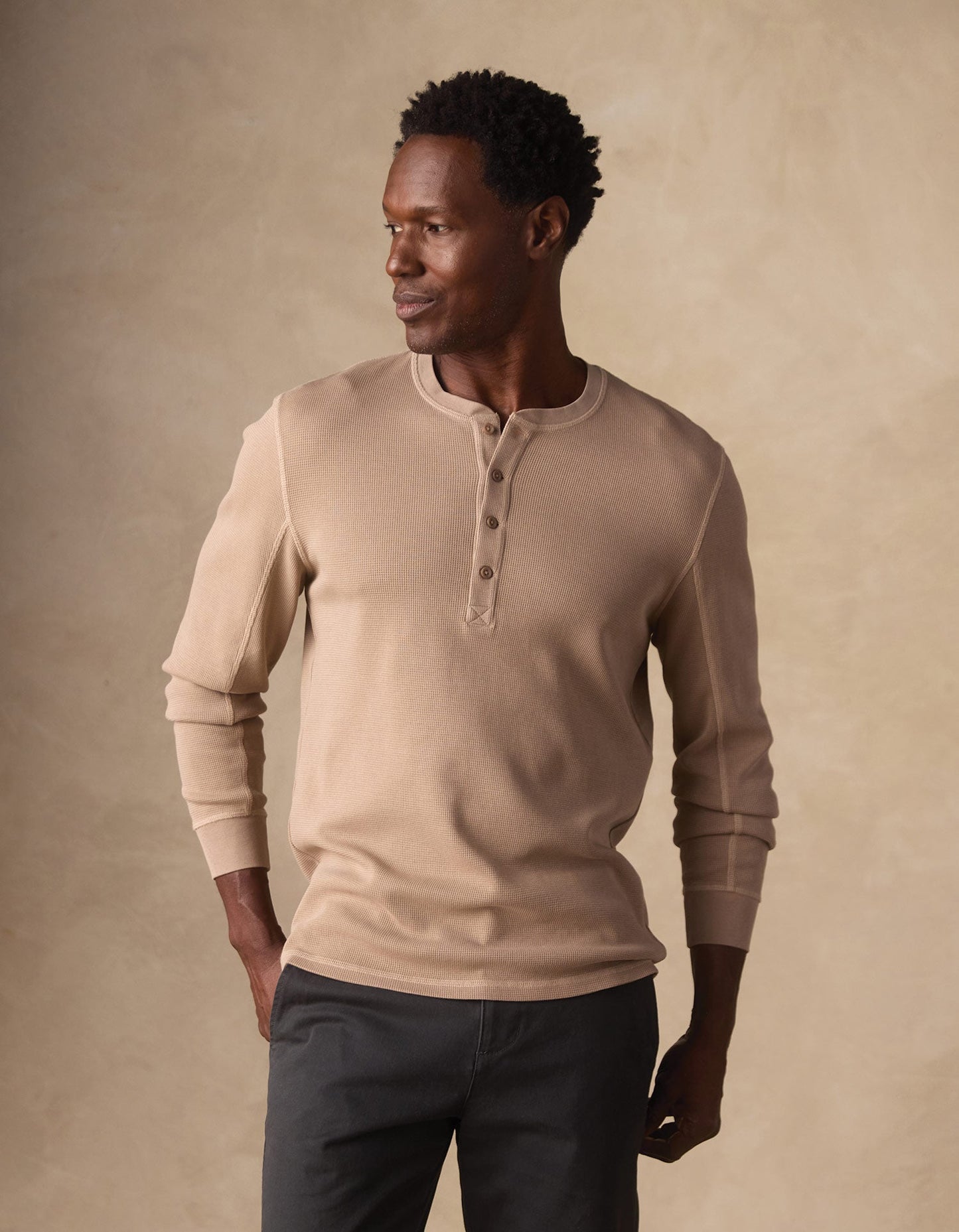 Vintage Thermal Mountain Henley in Mink