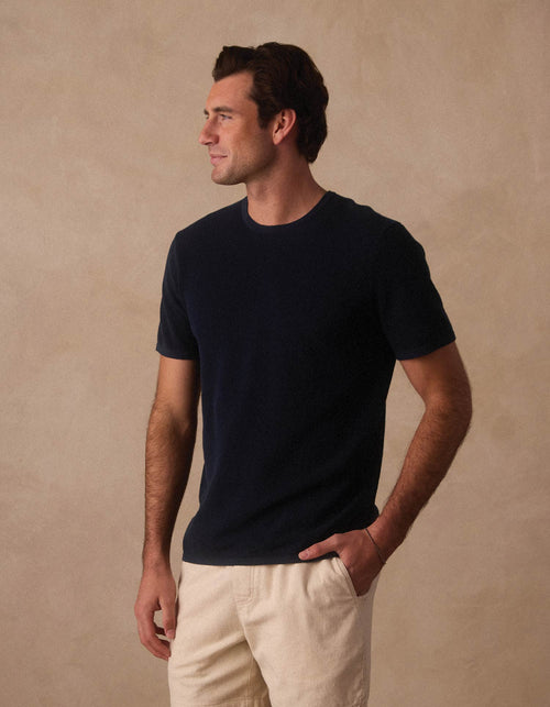 Driftknit Sweater Tee in Navy