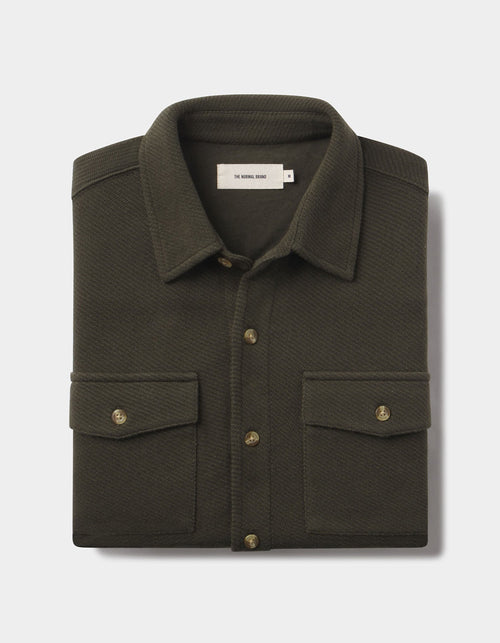 Looped Terry Button Up in Alpine