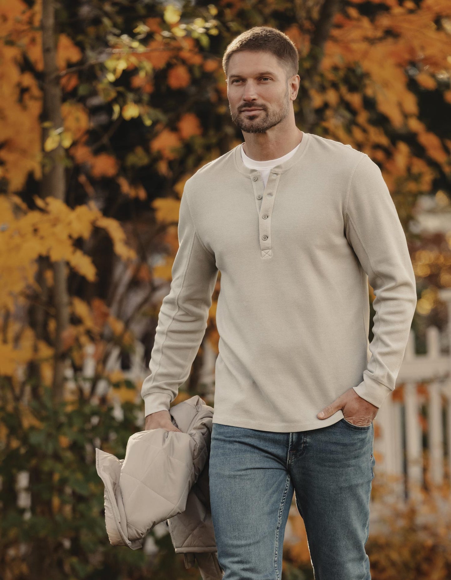 Vintage Thermal Mountain Henley in Limestone