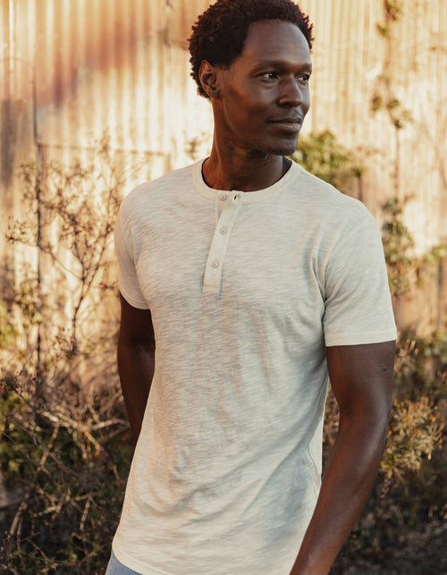 Vintage Slub Henley in Pear Sorbet